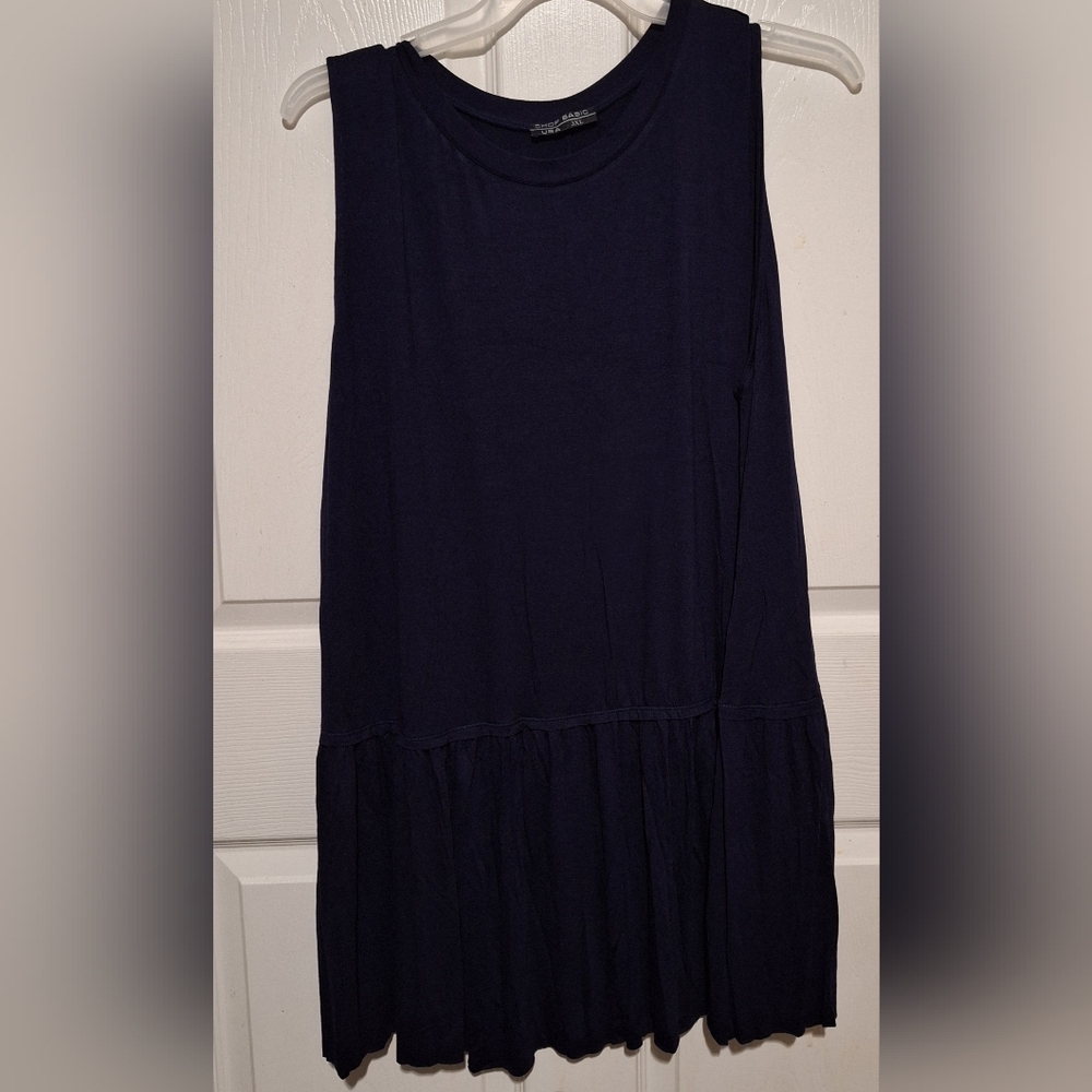 New Shop Basic USA Sleeveless Tunic Top Plus Size Deep Navy